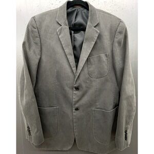 Topman Blazer 42 Gray Cotton Vertical Stripe Sport Coat Jacket Casual Academia‎